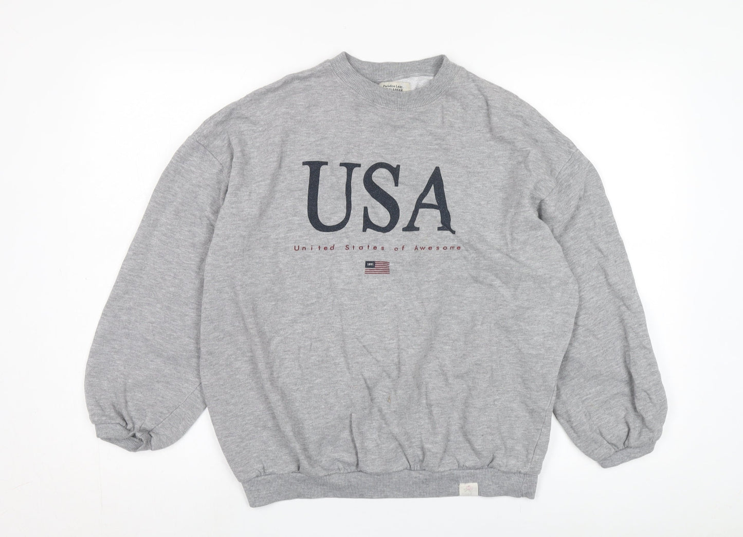 Pull & Bear Grey USA Logo Sweatshirt Unisex S Casual
