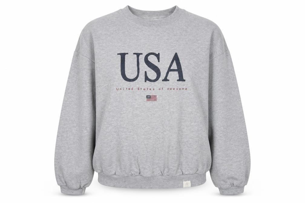 Pull&Bear Womens Grey USA Logo Sweatshirt S Casual