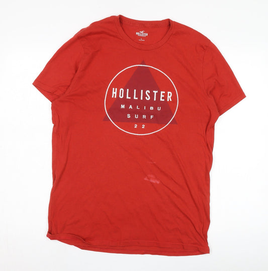 Hollister Men's Red Graphic T-Shirt, Size L