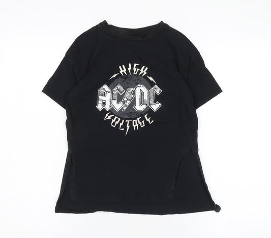 AC/DC Black Unisex Kids T-Shirt, 7 Years, Rock Graphic
