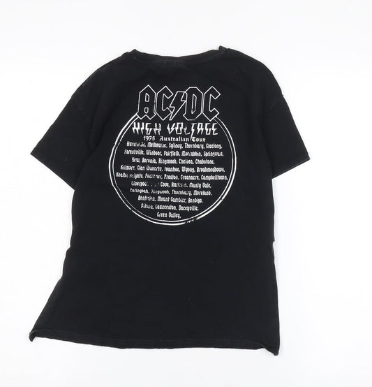 AC/DC Black Unisex Kids T-Shirt, 7 Years, Rock Graphic