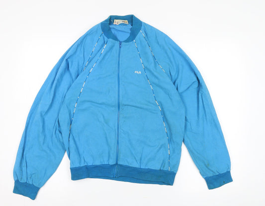 FILA Blue Men's Bomber Jacket, Retro Style, Logo Accent Size M