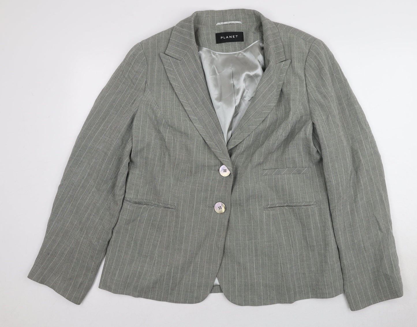 Planet Women's Grey Striped Blazer Size 18 Business Casual