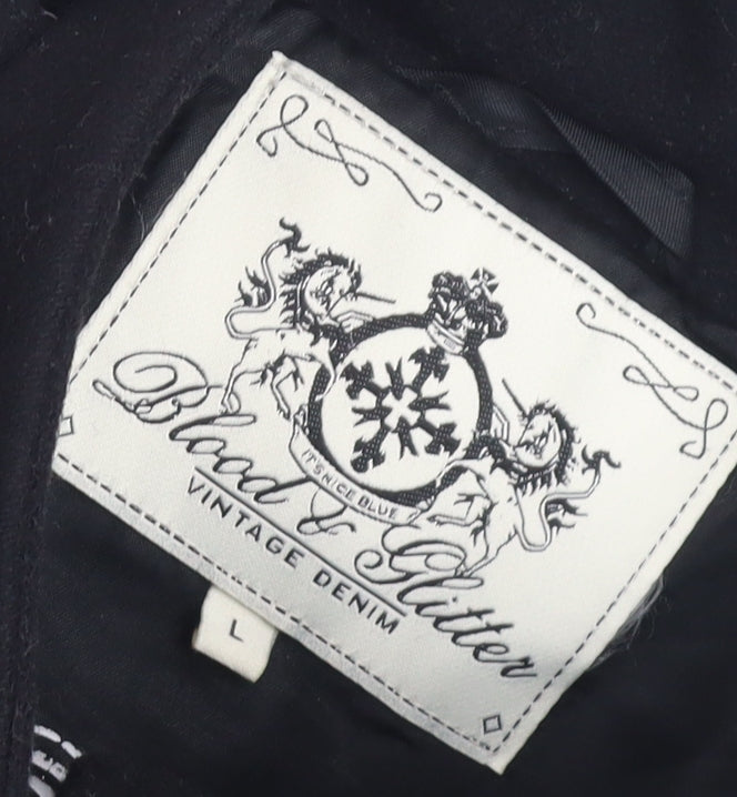 Blood & Glitter Women's Black Wool Pea Coat Size L