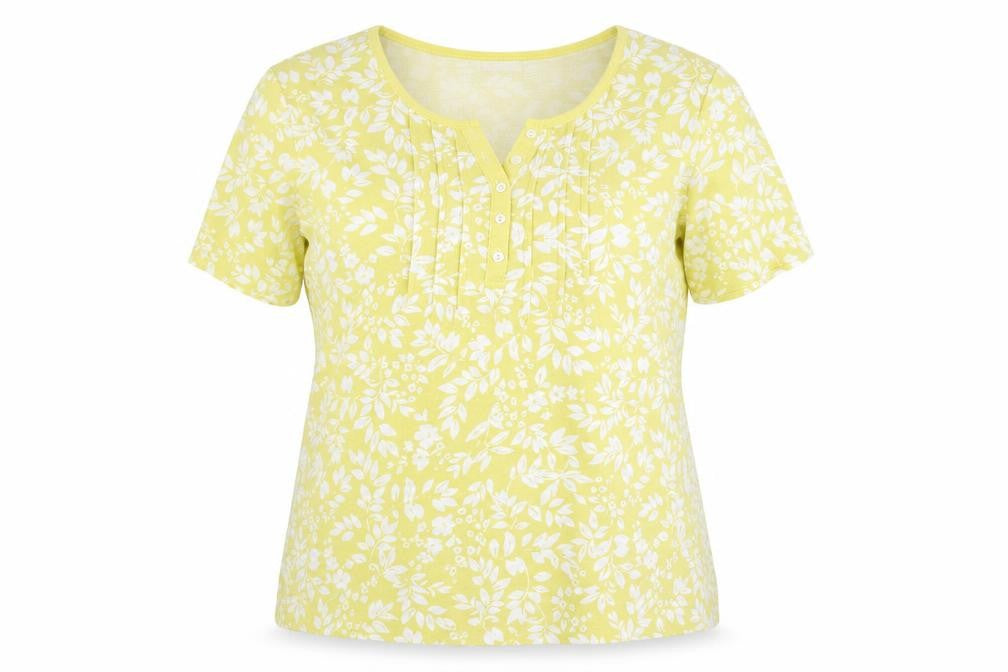 Damart Women's Yellow Floral T-Shirt, L, Casual
