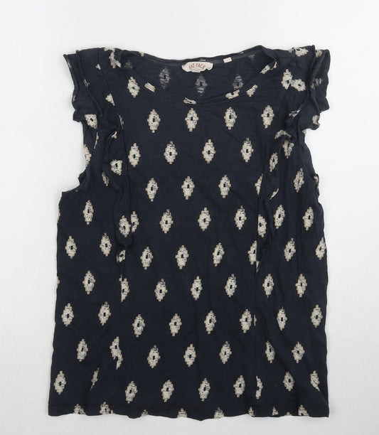 Fat Face Women's Black Geometric T-Shirt Size 12