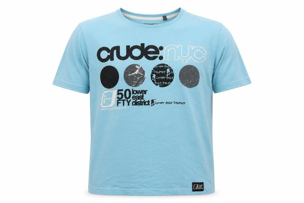 Crude NYC Men's Blue Graphic Print Medium T-Shirt