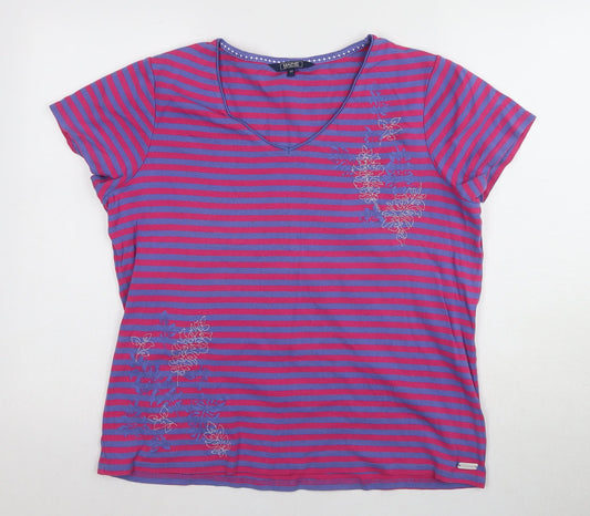 Maine New England Women's Multicolour Striped T-Shirt Size 20