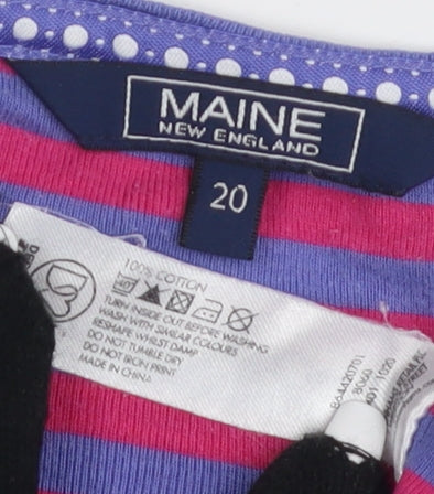 Maine New England Women's Multicolour Striped T-Shirt Size 20