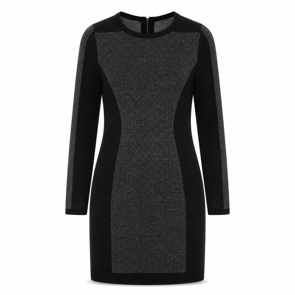 Front view of John Lewis Black Wool Blend Sheath Dress M