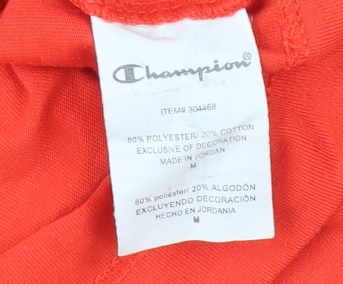 Champion Men's Red Crew Neck T-Shirt, Size M