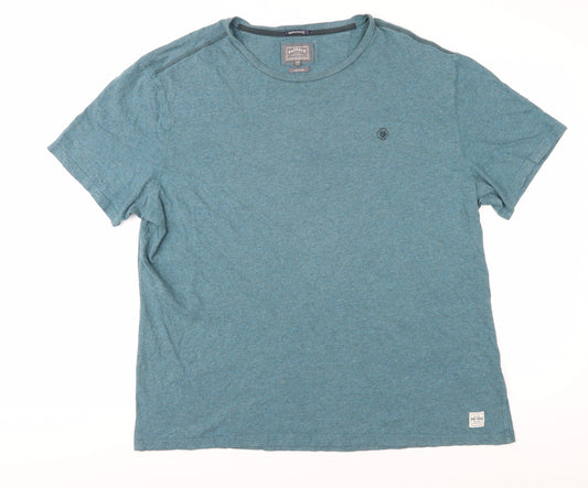 FatFace Green Men's T-Shirt 2XL Cotton Crew Neck