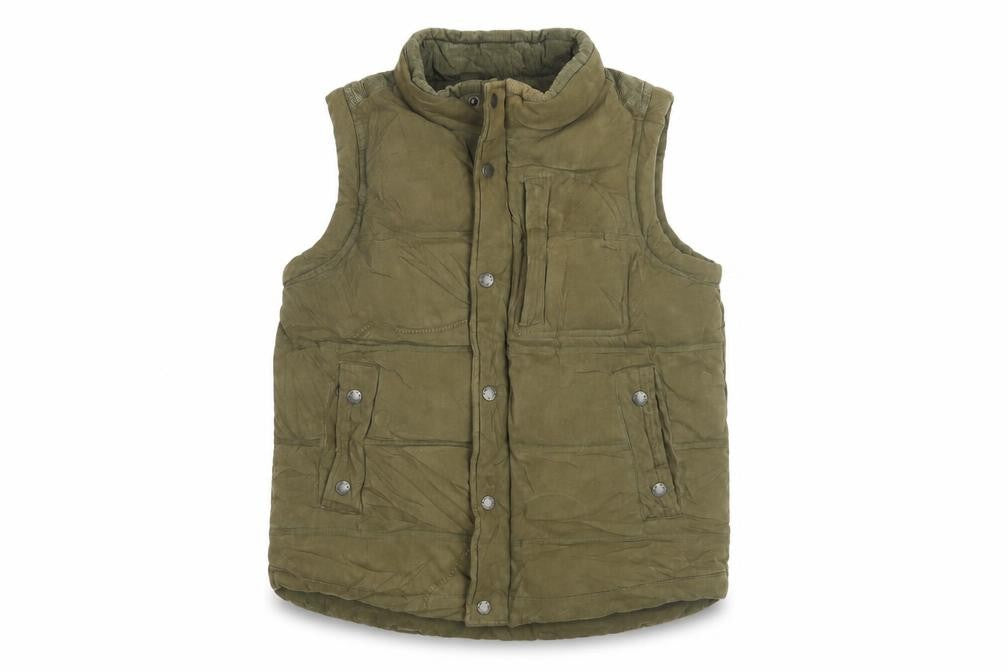 Front view of FatFace girls’ green bodywarmer 12-13 years, cotton lined