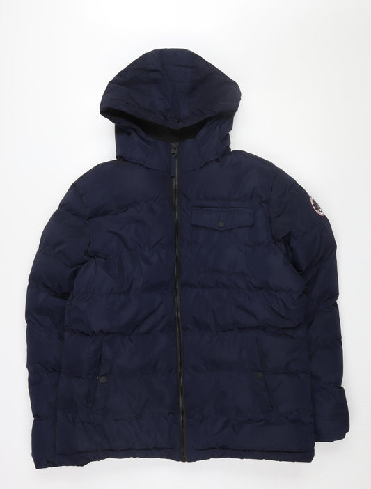 Tokyo Laundry Men's Blue Puffer Jacket L