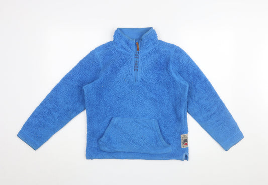 FatFace Boys Blue Fleece 1/2 Zip Graphic Sweatshirt 10-11 Years