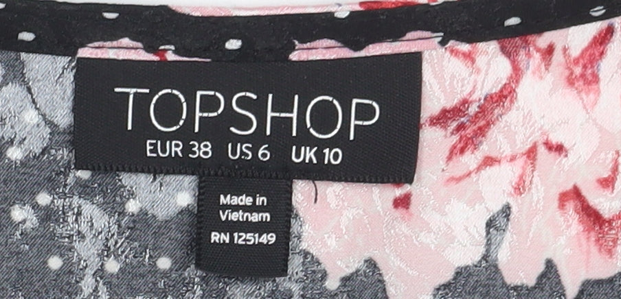 Topshop Women’s Multicoloured Floral Cropped Blouse Size 10