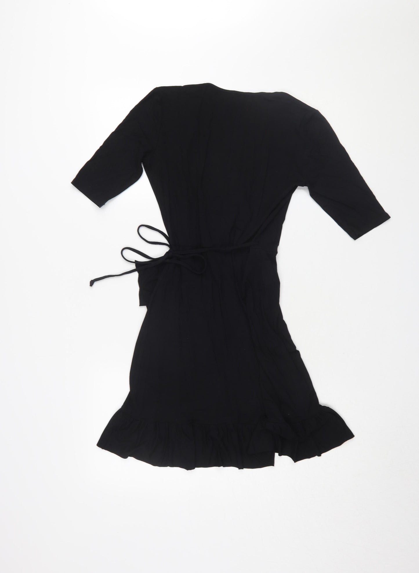 ASOS Women's Black Wrap Dress, Size 6, 3/4 Sleeve