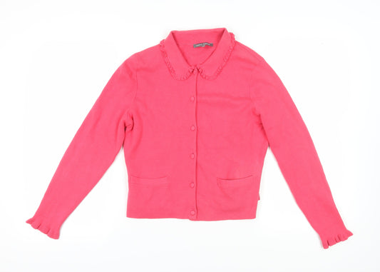 Laura Ashley Women's Pink Collared Cardigan Size 10