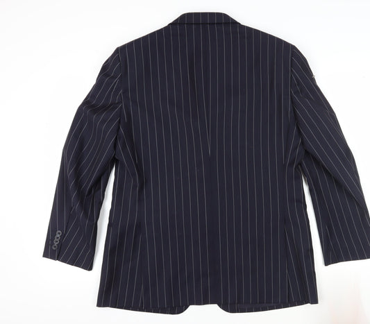 T.M. Lewin Men's Blue Striped Blazer Size 42S