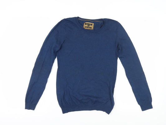 Massimo Dutti Women's Blue Cotton-Cashmere Jumper M