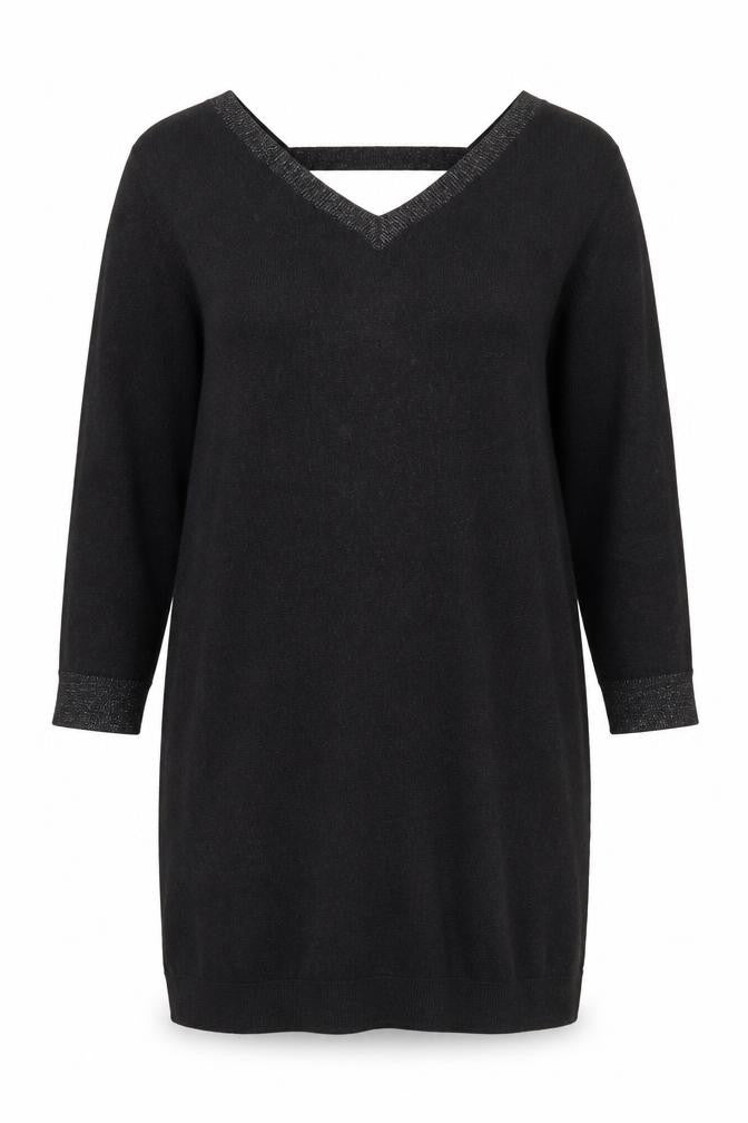 White Label Women's Black V-Neck Shift Dress Size 16