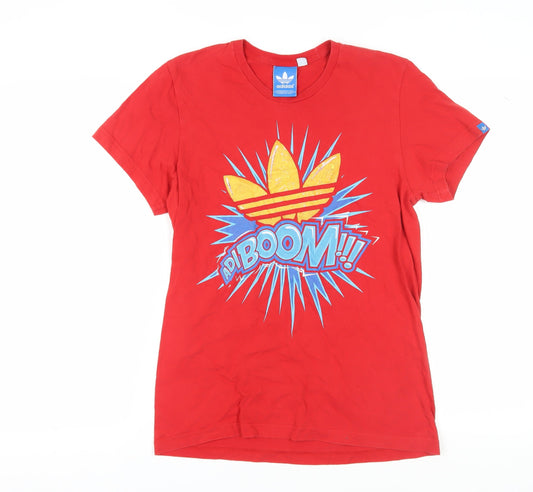 Adidas Women's Red Graphic T-Shirt, Size M, Casual Wear