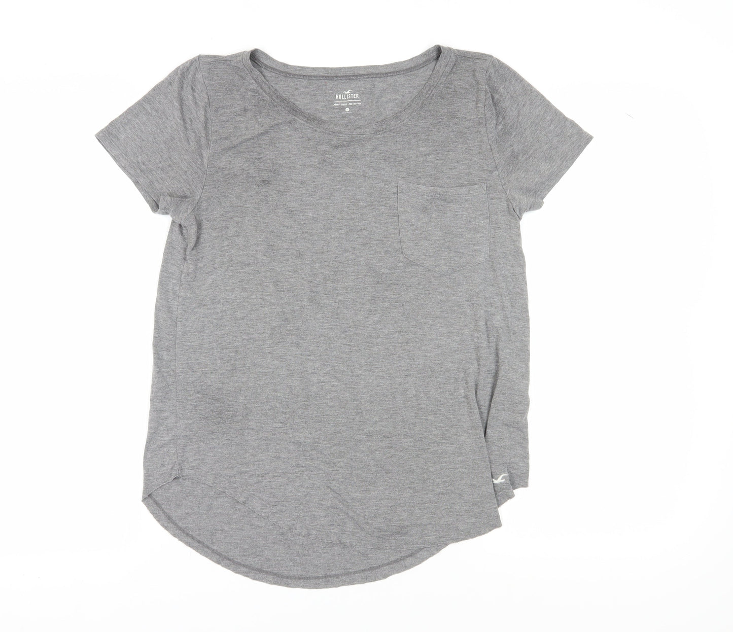 Hollister Women's Grey Basic T-Shirt, M, Scoop Neck
