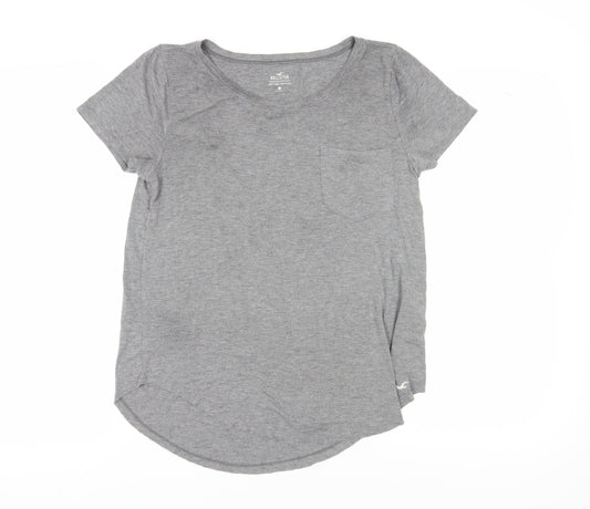 Hollister Women's Grey Basic T-Shirt, M, Scoop Neck