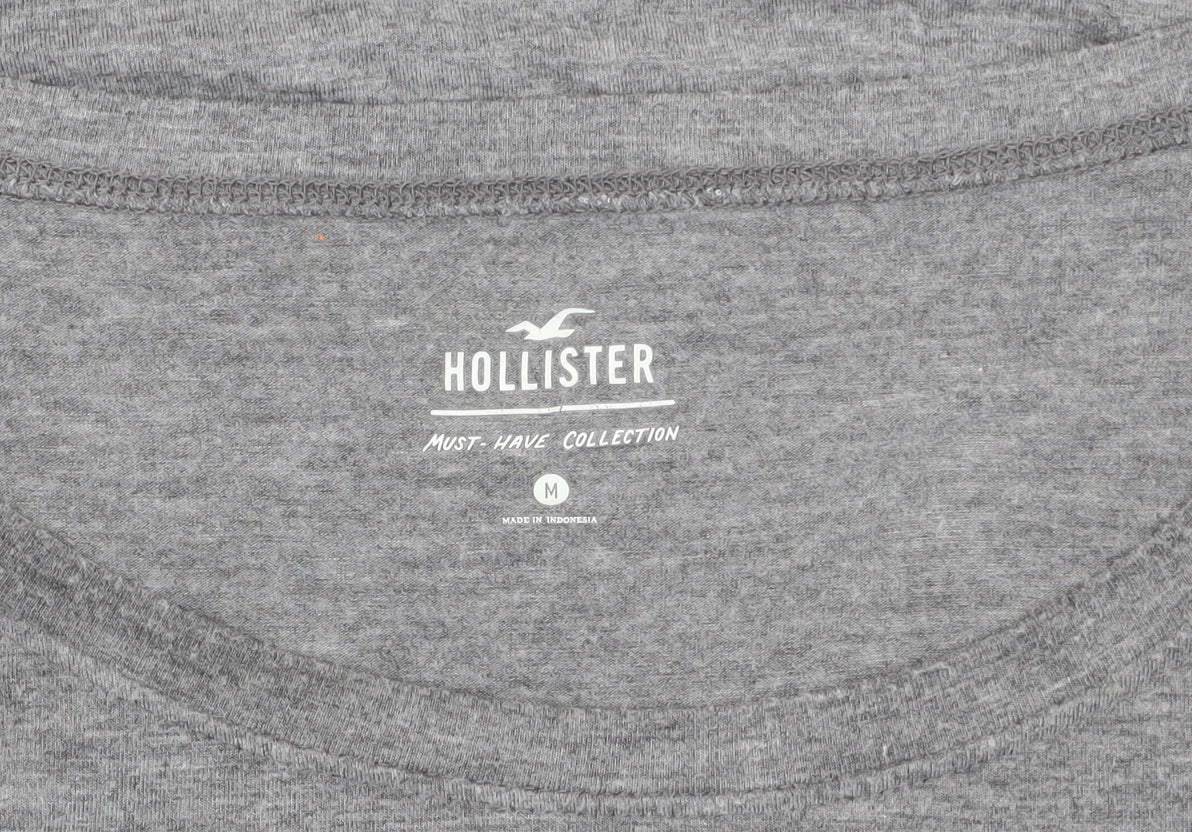 Hollister Women's Grey Basic T-Shirt, M, Scoop Neck