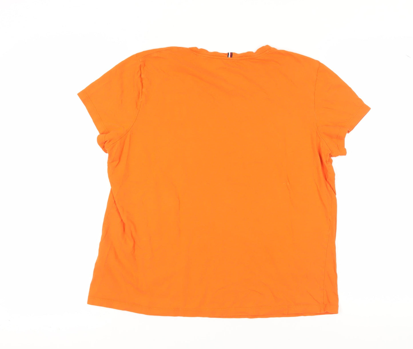 Tommy Hilfiger Unisex Orange T-Shirt XL, Crew Neck, Short Sleeve