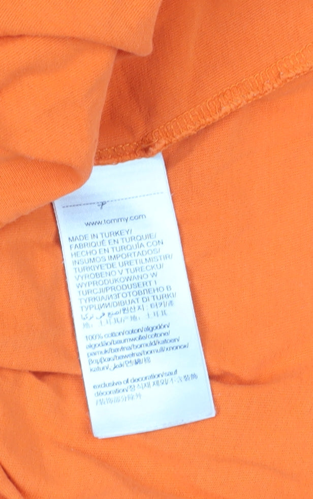 Tommy Hilfiger Unisex Orange T-Shirt XL, Crew Neck, Short Sleeve
