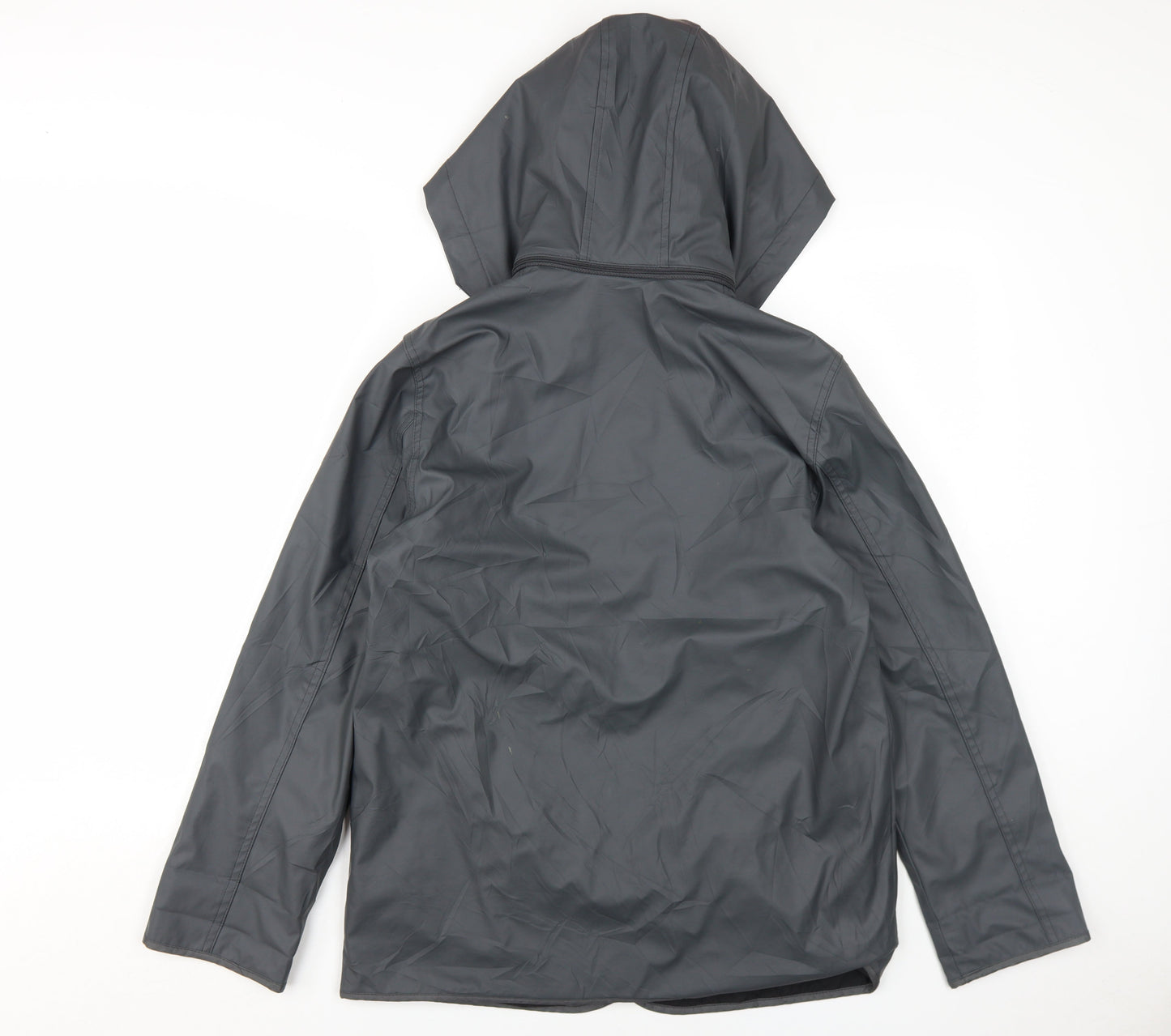 Topshop Women's Grey Hooded Rain Coat S