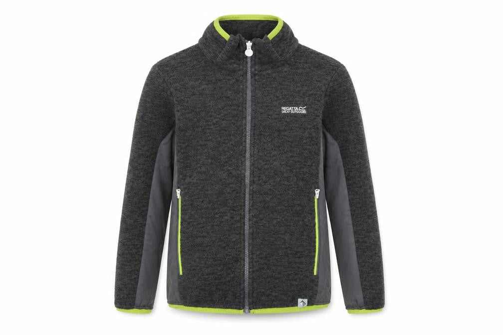 Front view of Regatta boys’ grey track jacket 9-10 years outdoor zip