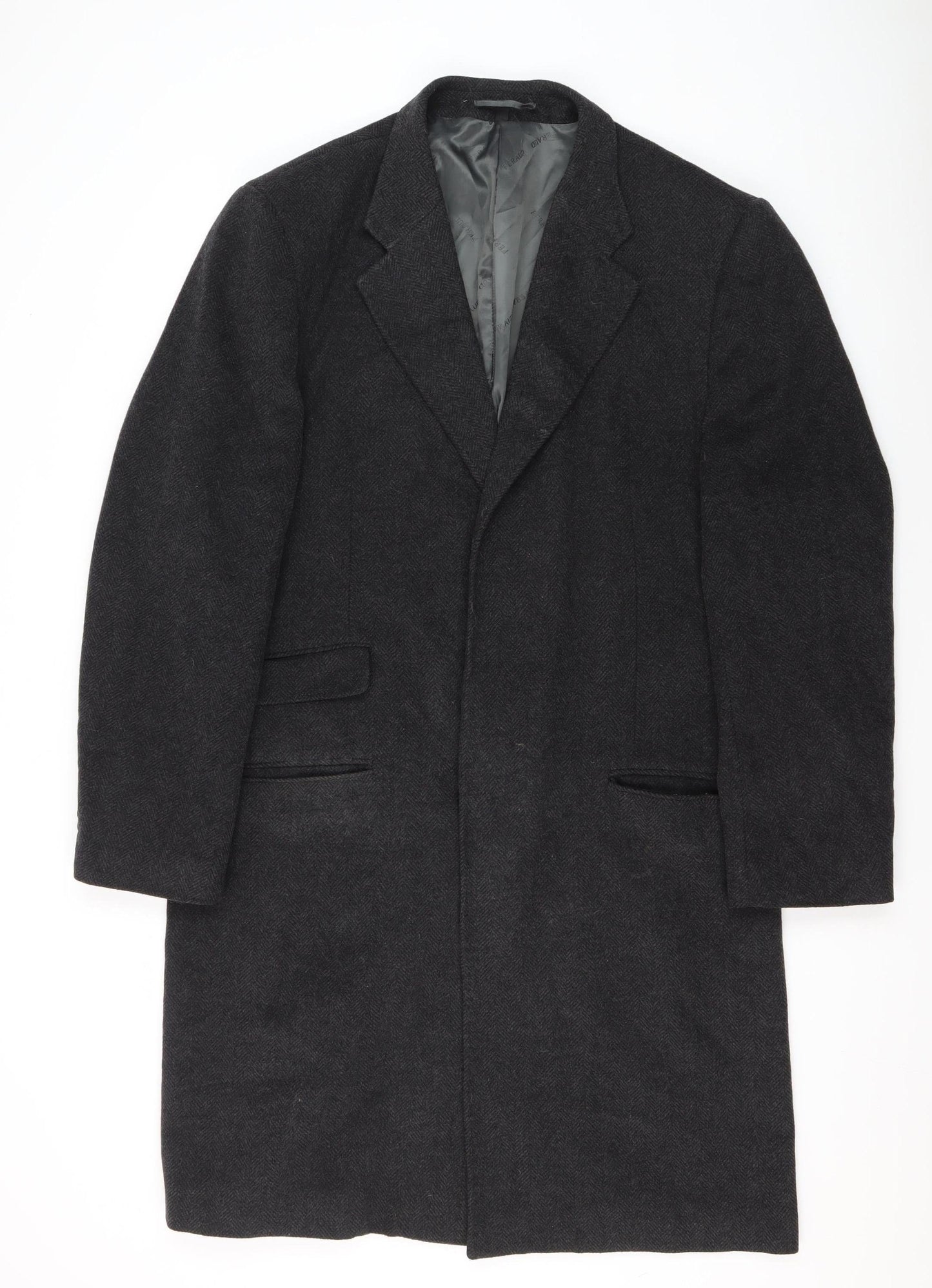 Feraud Men's Black Wool Overcoat - Size 42