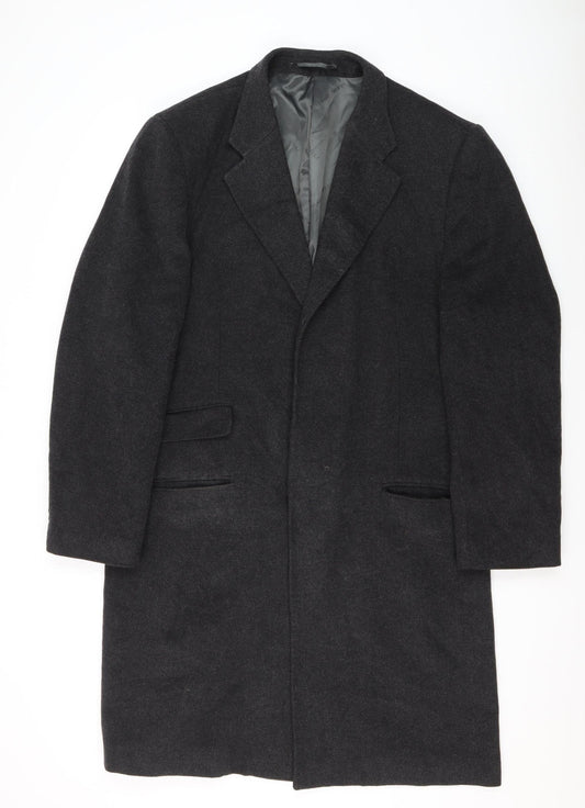 Feraud Men's Black Wool Overcoat - Size 42