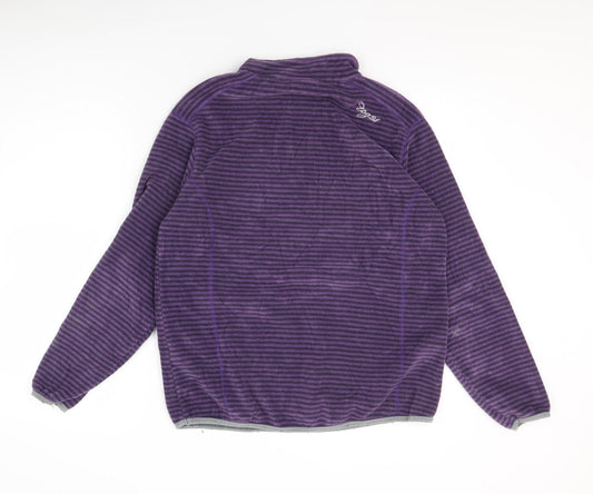 TOG24 Women's Purple Striped Henley Sweatshirt - Size 14
