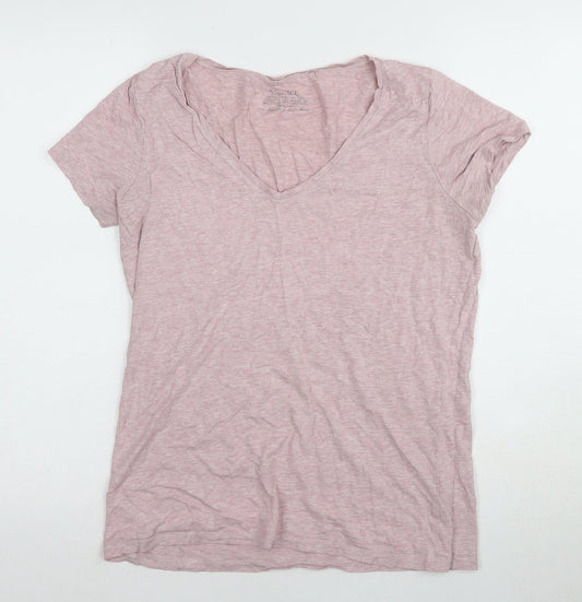 Fat Face Pink V-Neck Women's T-Shirt - Medium, Casual