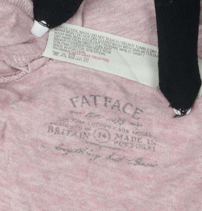 Fat Face Pink V-Neck Women's T-Shirt - Medium, Casual