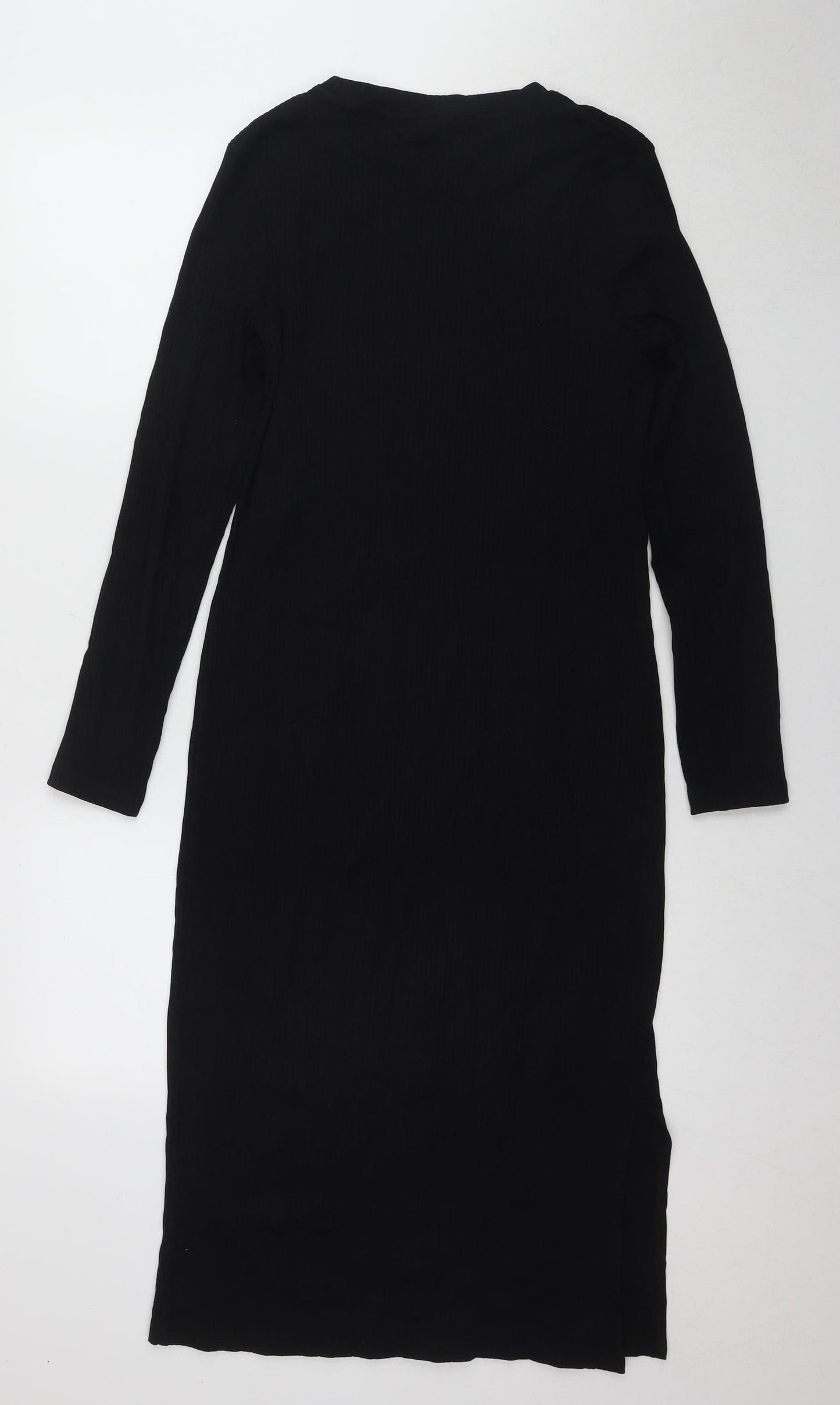 JoJo Maman Bébé Black Midi Bodycon Dress, S, Long Sleeve