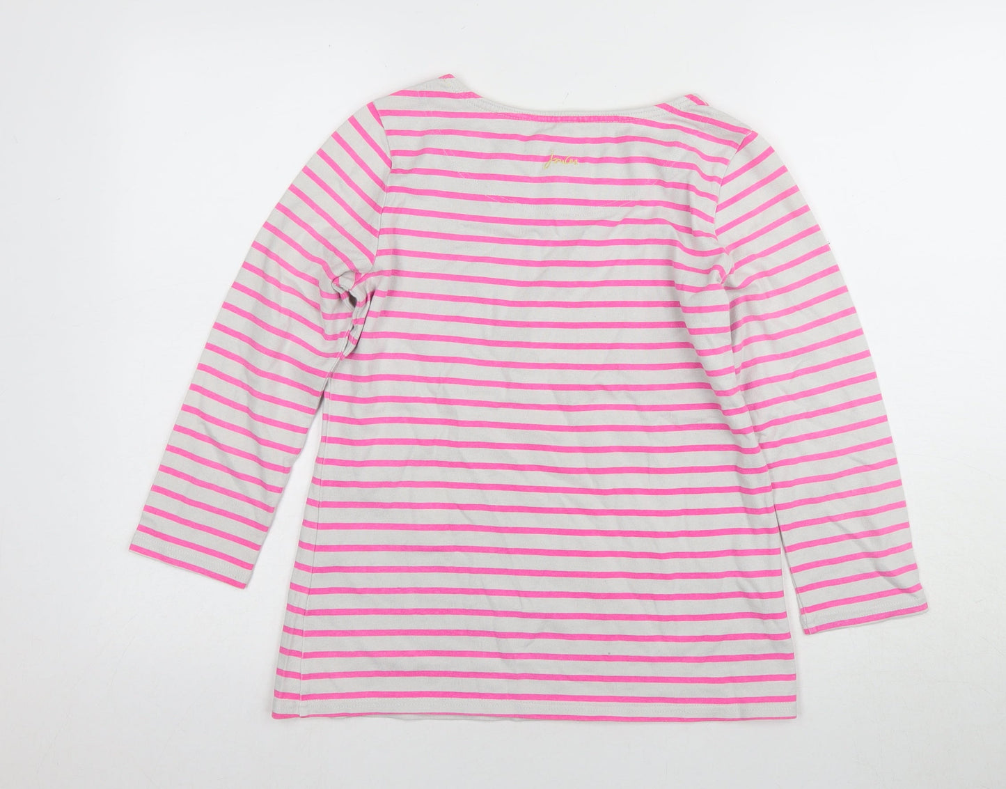 Joules Women's Pink Striped T-Shirt, Size 10, Casual Chic