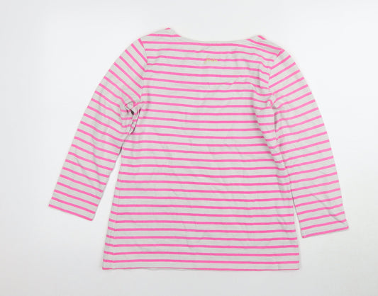 Joules Women's Pink Striped T-Shirt, Size 10, Casual Chic