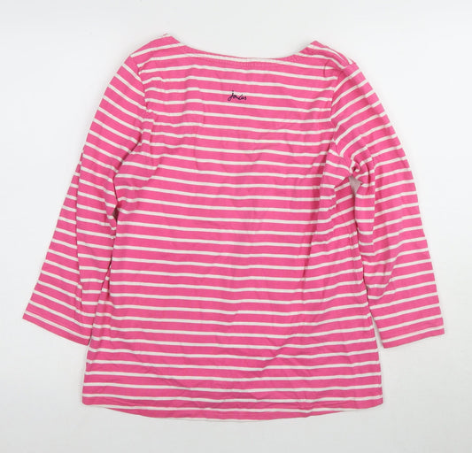 Joules Women's Pink Striped 3/4 Sleeve Cotton T-Shirt