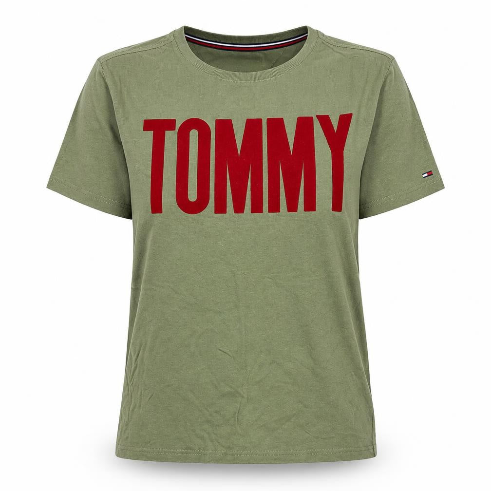 Unisex Adultss UK Size S Tommy Hilfiger Green 100% Cotton T-Shirt