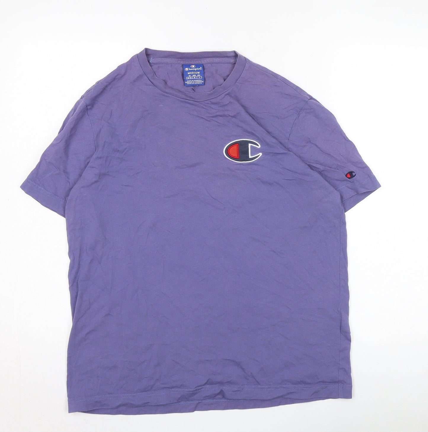 Champion Men's Purple Cotton Crew Neck T-Shirt M