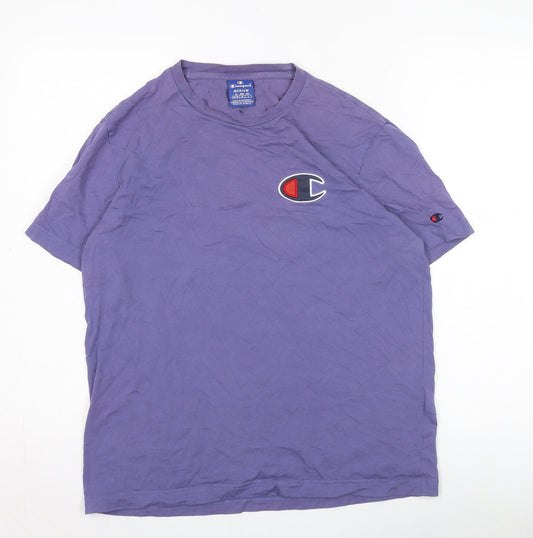 Champion Men's Purple Cotton Crew Neck T-Shirt M