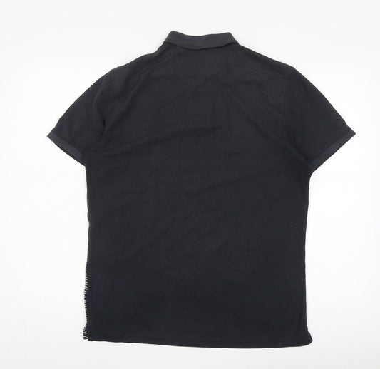 Nike Men's Black Striped Polo Shirt M - Activewear Essential