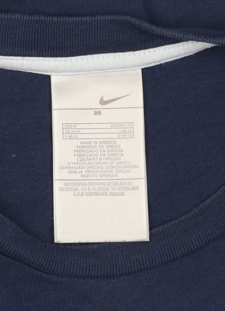 Nike Men's Blue Medium Logo Crew Neck T-Shirt