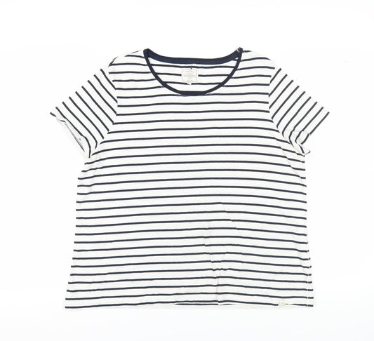 Fat Face Women's White Striped T-Shirt, Size 18