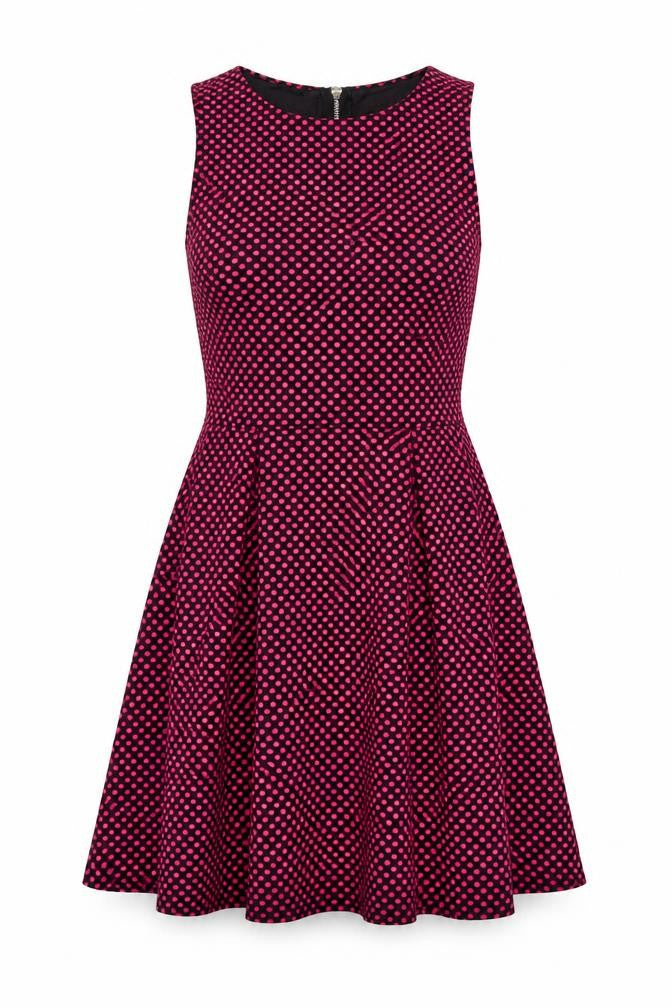 Classic Tricot Women's Pink Fit & Flare Polka Dot Dress S