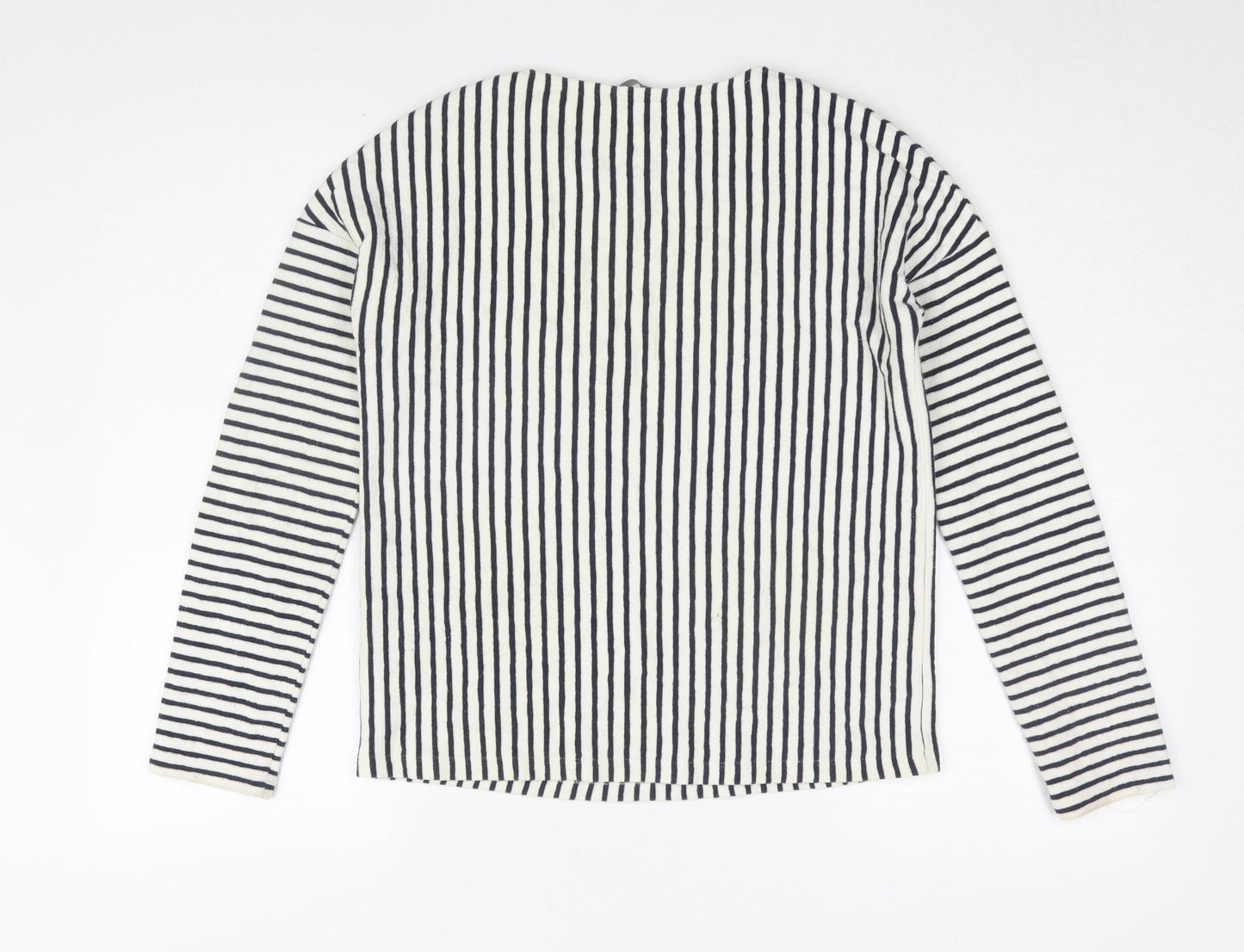 Marks and Spencer Women's White Striped T-Shirt Size 8